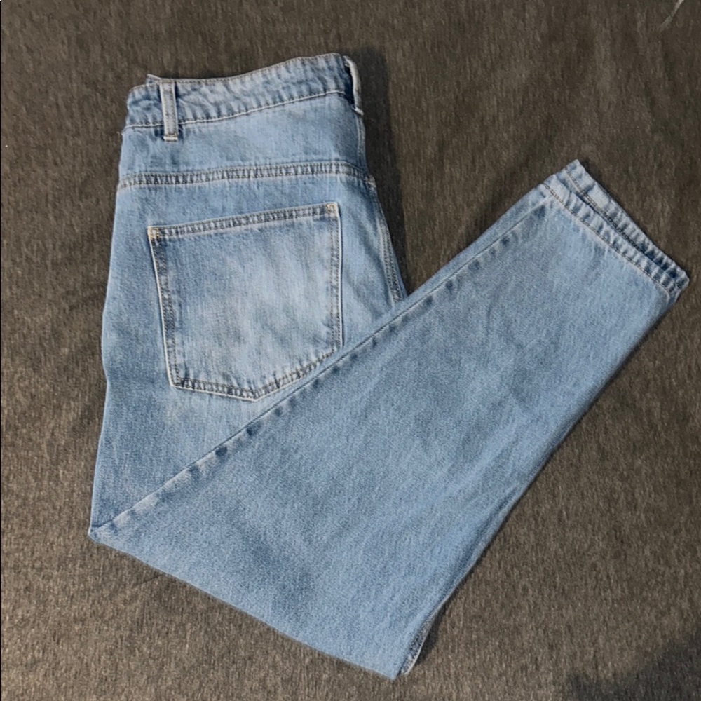 Light Blue Straight Denim Boyfriend Jean